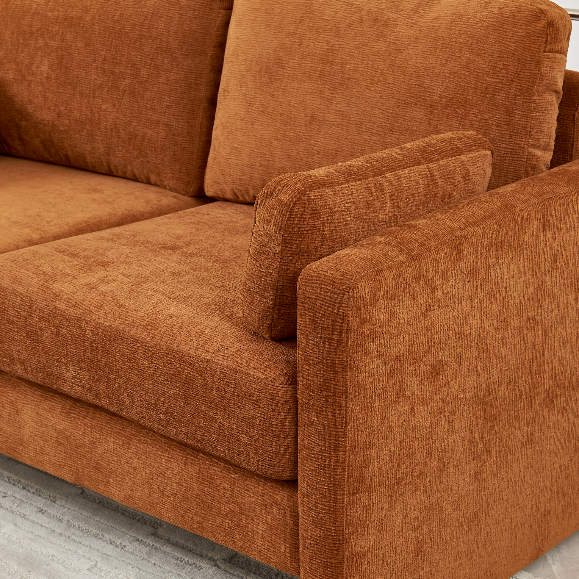 58.66" Small Modern Loveseat Sofa, Mid Century Chenille Fabric 2 Seat Couch Beautiful Seat With Back Cushions, Accent Sofa Couch For Living Room, Bedroom And Small Space Orange Wood Foam Chenille 2 Seat