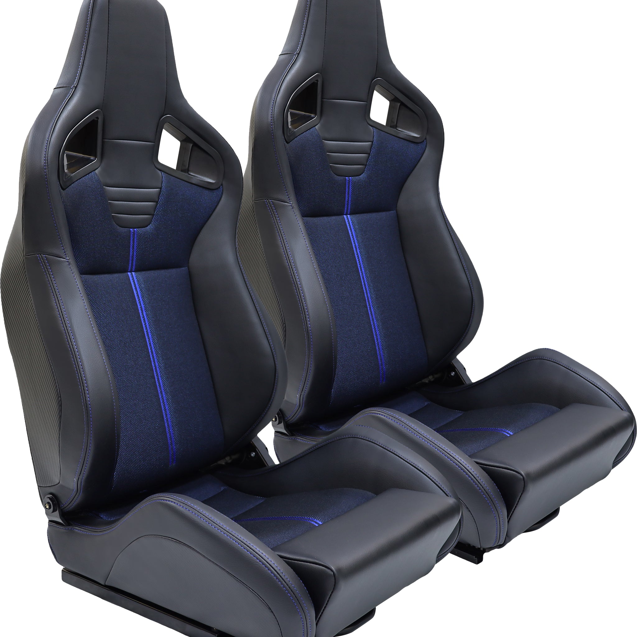Racing Seatbucket Seats Acacia Wood,Black Blue Memory Foam Vinyl