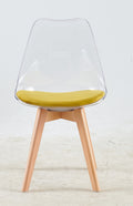 Wood Leg And Transparent Back Chair,Set Of 4,Dining Chair,Coffee Chair Transparent Wood Plastic