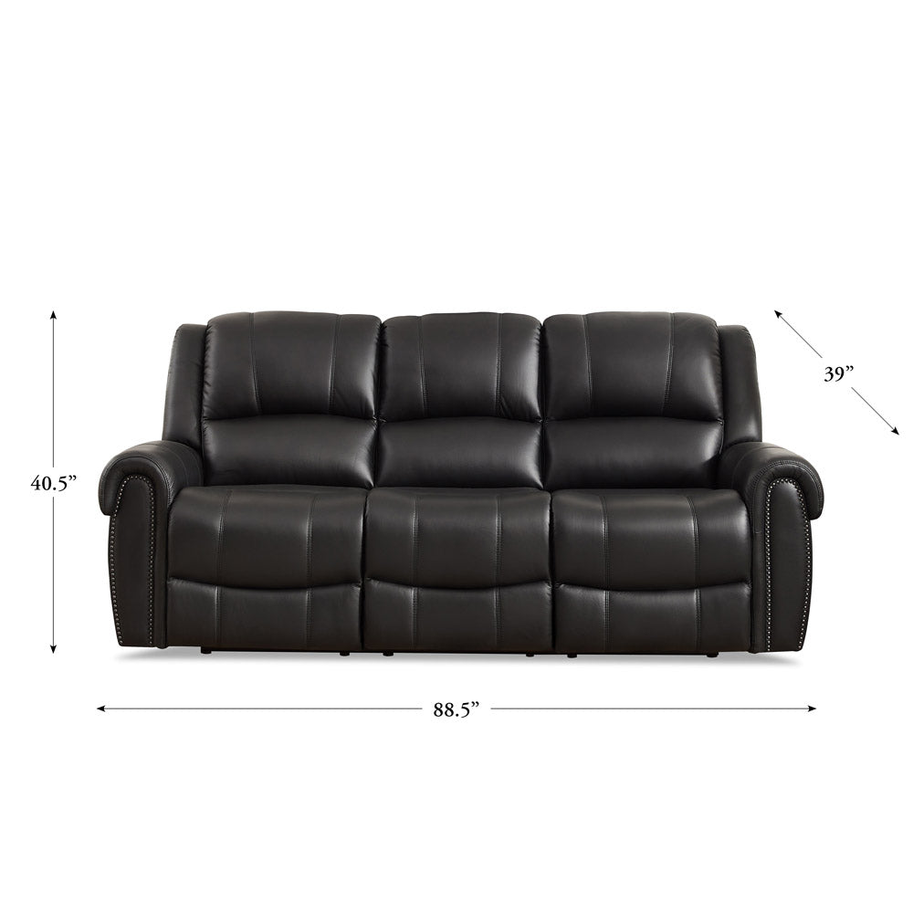 Marco Power Zero Gravity Reclining Sofa Black Memory Foam Genuine Leather 3 Seat