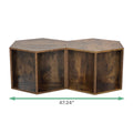 47.24'' Hexagonal Coffee Table Side Table Nightstand Antique Wood 2Pcs Antique Brown Mdf