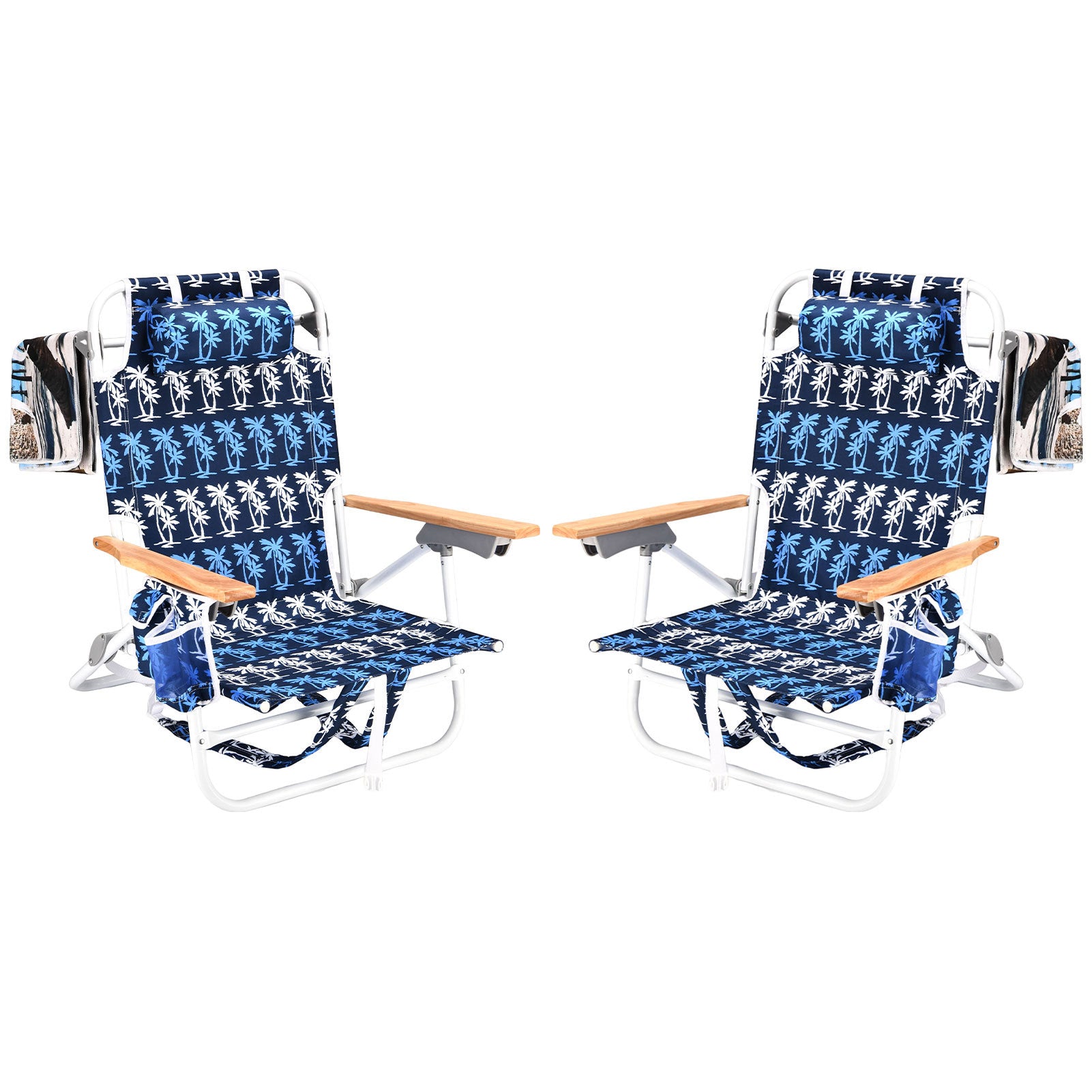 2Pcs Backpack Beach Chairs For Adults Beach Towel Backpack Beach Chairs For Adults 5 Position Chair With Pouch Folding Lightweight Positions Back Pack 13 Inch High Colorful Aluminium