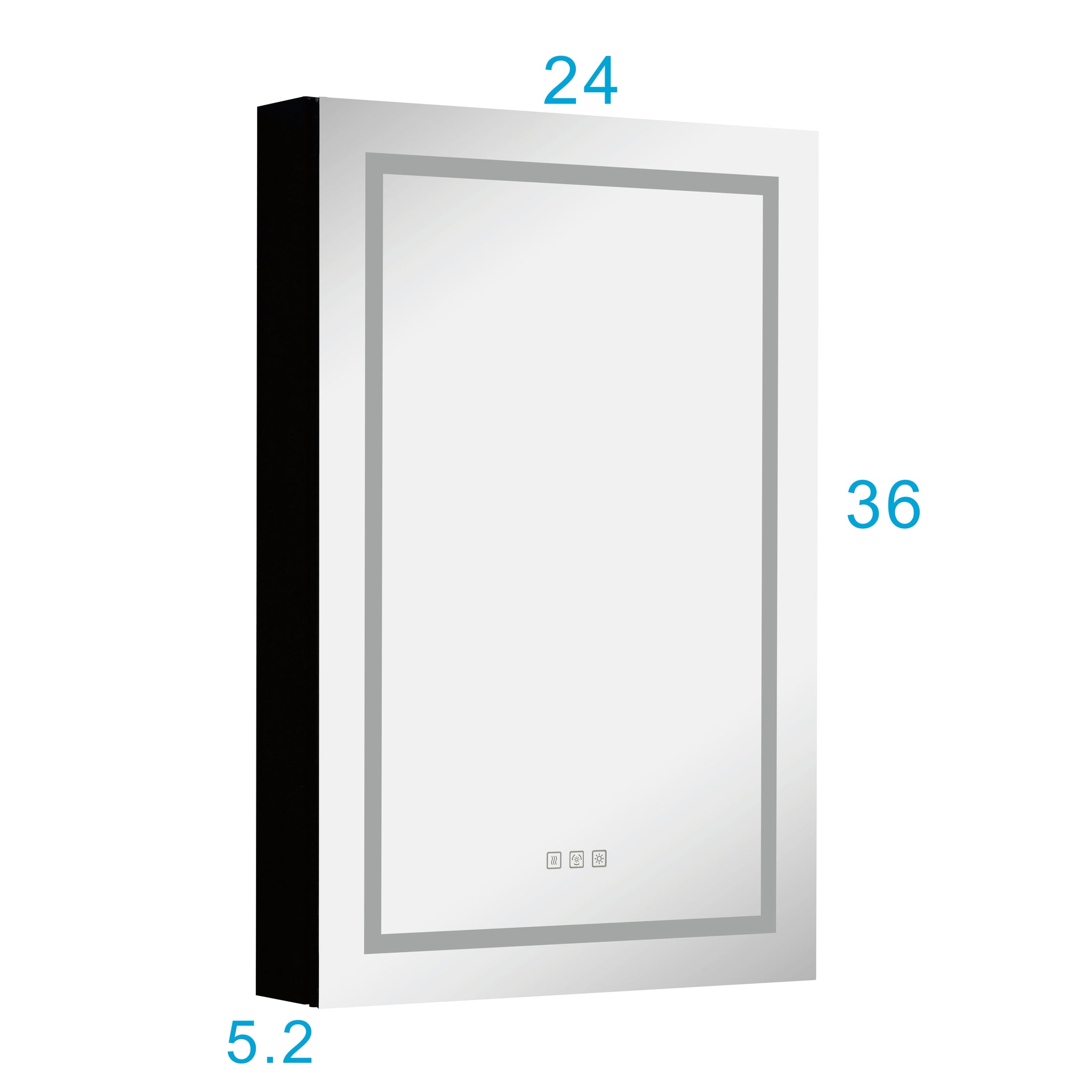 Led Lighted Bathroom Medicine Cabinet With Mirror, Surface Lighted Medicine Cabinet,Dimmable,Shelves,Intelligent Switch Medicine Cabinet, Aluminum Frame,Right Opening Door Matte Black