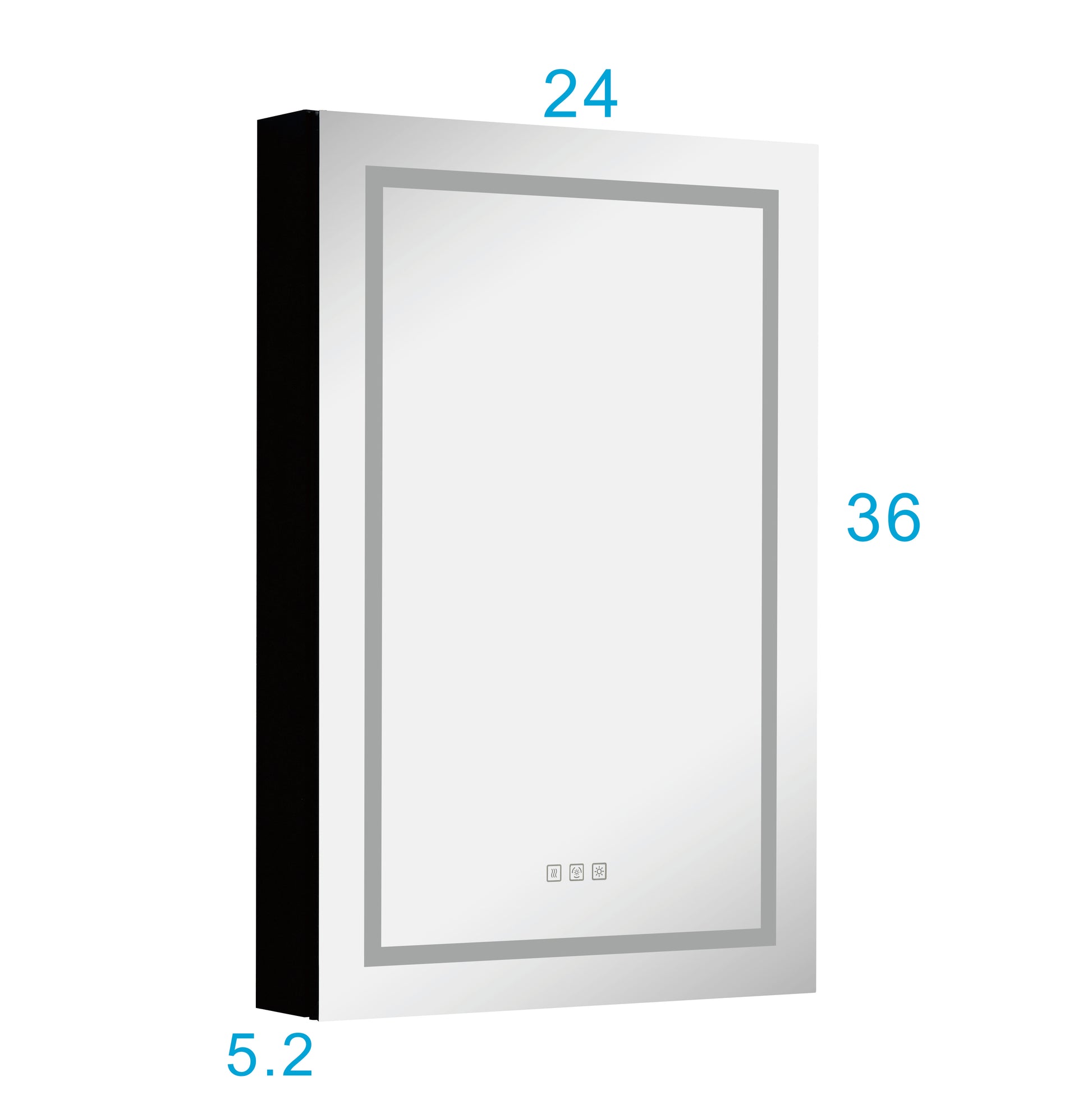 Led Lighted Bathroom Medicine Cabinet With Mirror, Surface Lighted Medicine Cabinet,Dimmable,Shelves,Intelligent Switch Medicine Cabinet, Aluminum Frame,Right Opening Door Matte Black