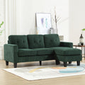 Velvet Sectional Couchl Shaped Sofa With Ottoman For Small Apartment Emerald Velvet 3 Seat