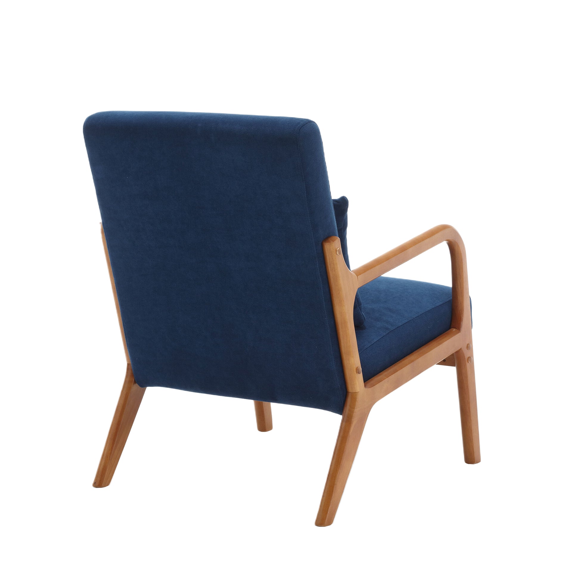 Coolmore Modern Accent Chair, Solid Wood Padding Lounge Armchairs With One Pillow For Living Room, Bedroom, Guest Room Navy Navy Brown Primary Living Space Modern Rubberwood Foam Velvet