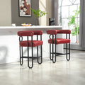 Coolmore Bar Stools Set Of 2, Modern Bar Stool With Back, Black Metal Frames, Upholstered Bar Stools For Kitchen Island, Pub, Club Wine Red Pu Wine Red Dining Room Foam Pu Leather