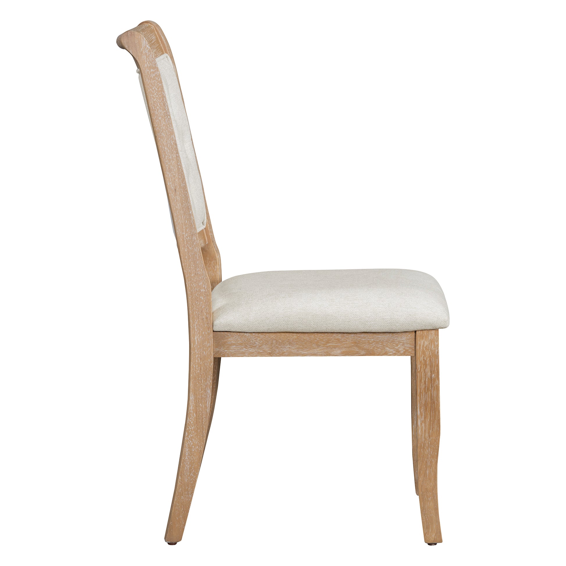 5 Piece Retro Dining Set, Round Table With Pedestal Table Base And 4 Upholstered Chairs For Dining Room And Kitchen Natural Wood Wash Natural Wood Wash Solid Wood Mdf