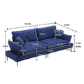 United Linen Sofaaccent Sofa Seat Sofa With Metal Feet Blue Linen 3 Seat