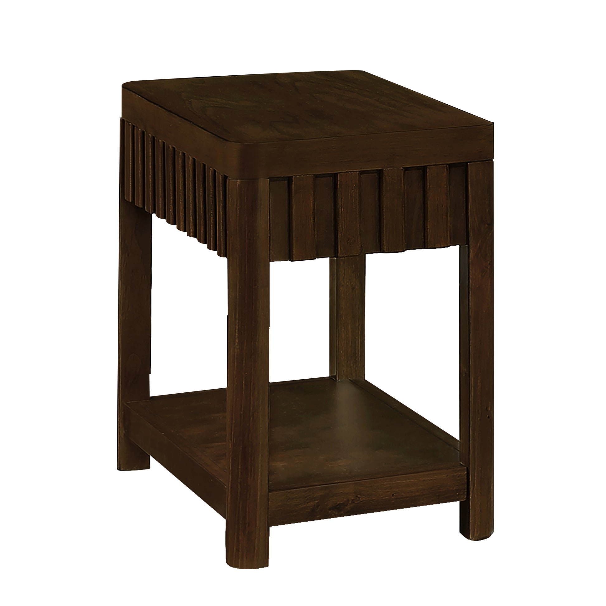 25'' Rectangular Farmhouse End Table With Storage Shelf, Sofa Side Table With Solid Wood Legs For Living Room, Bedroom, Office, Espresso Espresso Pine