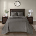 Reversible Bedspread Set Dark Grey Queen Dark Grey Cotton