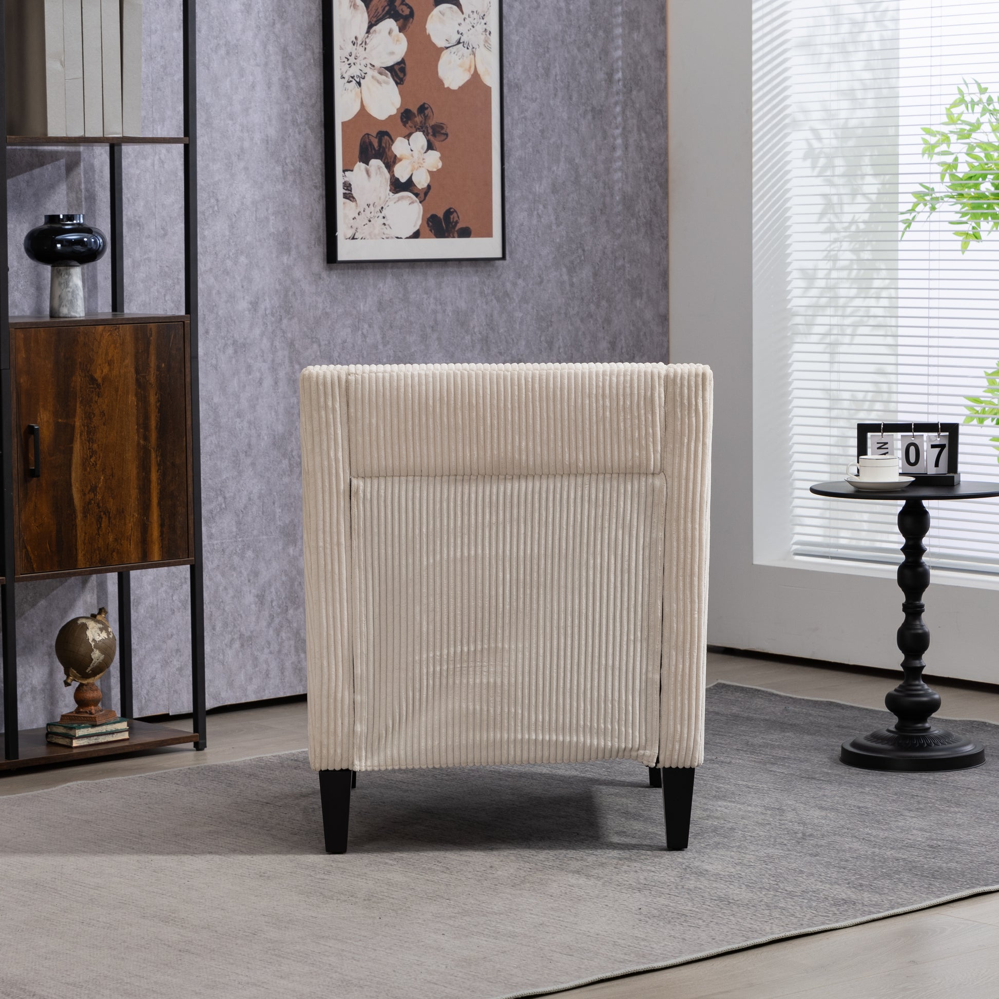 Coolmore Modern Accent Chair,Upholstered Armchair With Scooped Arms For Bedroom,Apartment,Studio,Office,Waiting Room Beige Corduroy Beige Primary Living Space Foam Corduroy