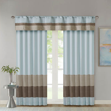 Polyoni Pintuck Curtain Panel Only 1 Pc Panel Blue Multi Polyester