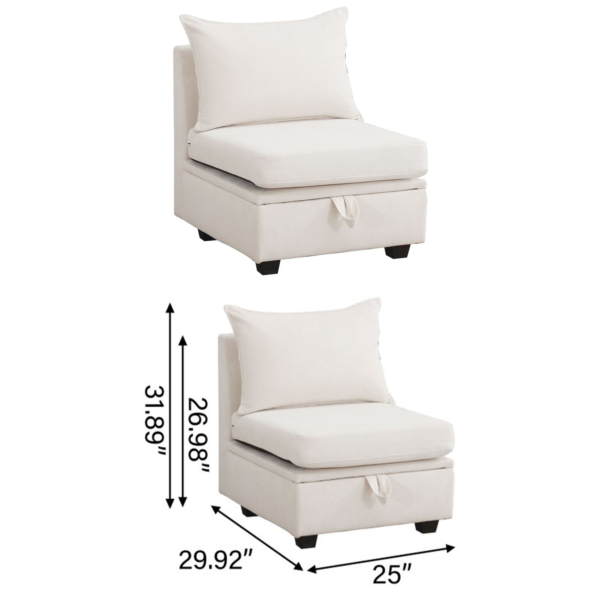 Modular Sectional Sofa, Convertible Sofa Couch With Storage, Sleeper Sectional Sofa Set, Flexible Modular Combinations Fabric Couch For Living Room,Beige 1 Pcs Beige Wood Soft Heavy Duty Fabric 1 Seat