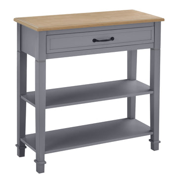 Homcom Modern Style Sofa Console Entry Hallway Table With Drawer And Shelves, Sturdy Build, And Large Storage, Grey Grey Mdf