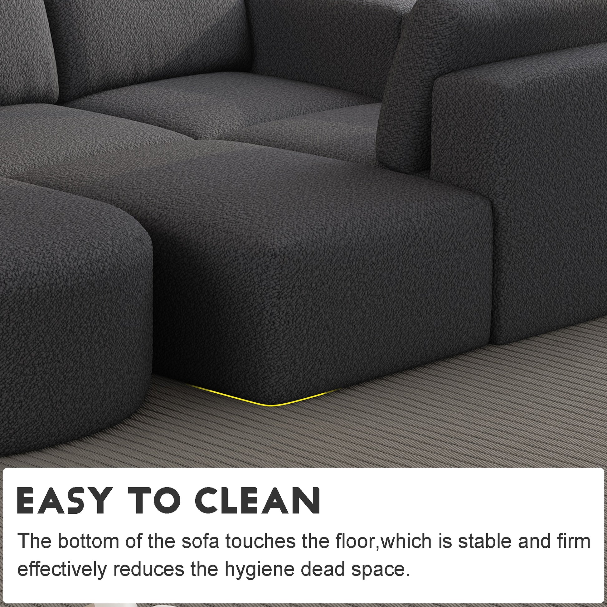 104.32*74.8 Modular Sectional Sofa Sleeper Couch, Sectional Sofa With Chaise And Ottoman, Convertible U Shaped Modular Sofa Set. Compressed Sponge, Dark Grey. Combo 2A 2B 2D Dark Grey Primary Living Space Soft Minimalist,Modern Foam Spring 6 Seat