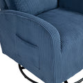 Jiada Upholstered Swivel Glider.Flannel Fabric.Rocking Chair For Nursery In Navy Blue.Modern Style One Left Bag Navy Blue Primary Living Space Foam Corduroy