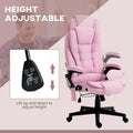 Homcom 6 Point Vibrating Massage Office Chair With Heat, Linen High Back Executive Office Chair With Reclining Backrest, Padded Armrests And Remote, Pink Pink Polyester