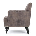 Harrison Tufted Club Chair Grey Brown Microfiber 1 Seat