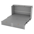 Queen Size Murphy Bed Wall Bed With Drawer And A Set Of Sockets & Usb Ports, Pulley Structure Design, Gray Queen Gray Plywood