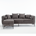 Arrived L Shaped Sectional Sofaconvertible Storage Ottoman,Chenille ,Square Arm, Modern Tufted Couch ,3 Seater, And Nailhead, Dark Gray Dark Gray Polyester Wood Primary Living Space Medium Soft Tufted Back Modern Square Arms Metal & Wood 4 Seat