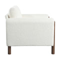 Oversized Accent Chair, Upholstered Living Room Chairs Single Sofa Chair With Walnut Legs, Curved Handrail, White White Teddy