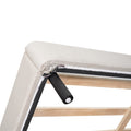 Queen Size Upholstered Platform Bed With Led Lights And U Shaped Headboard, Linen Fabric, Beige Queen Beige Wood Metal