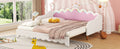 Twin Extending Daybed With Led Lights, Modern Upholstered Princess Daybed With Crown Headboard,White Twin White Wood