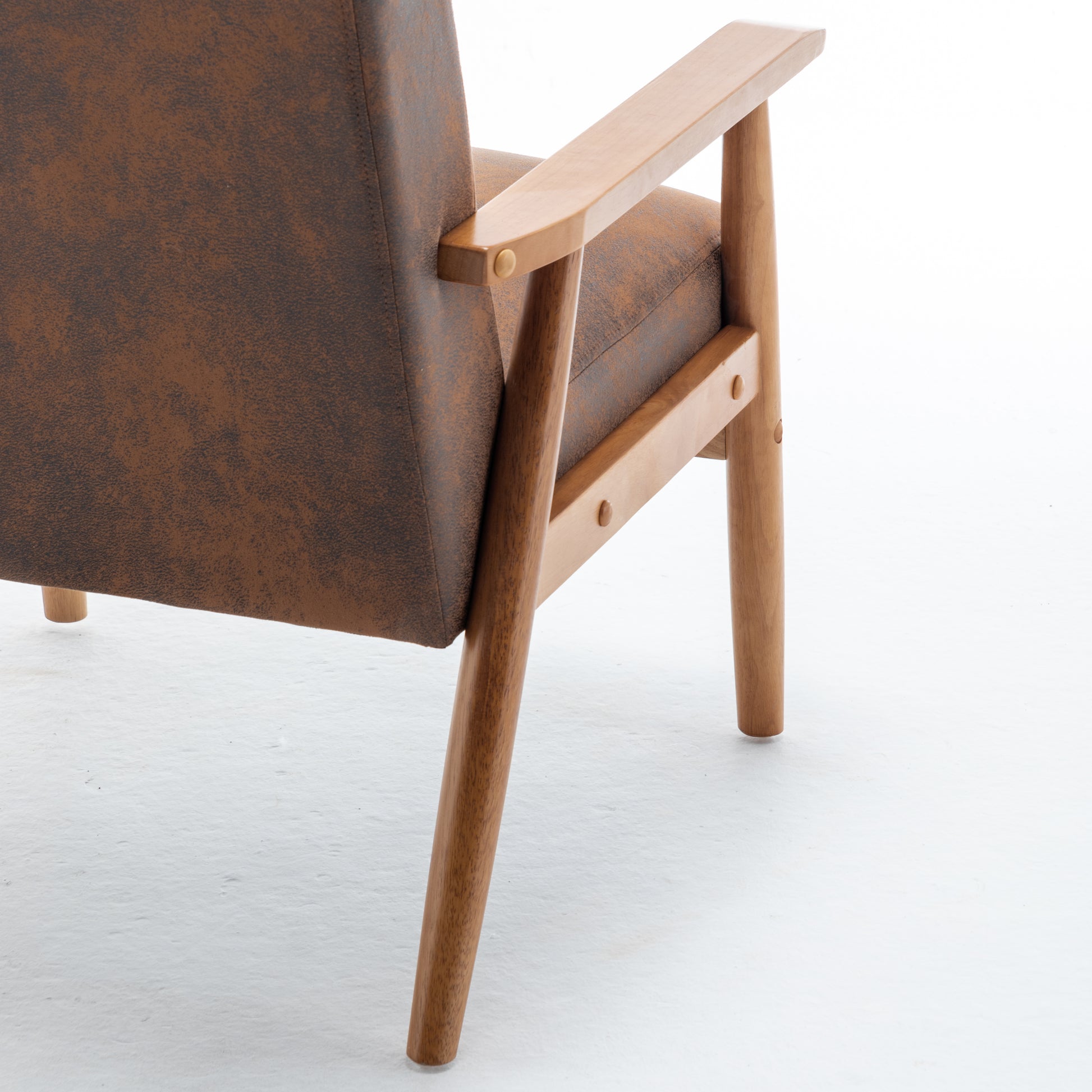 25.38'' Wide Classic Mid Century Modern Arm Chair, Light Brown Light Brown Microfiber