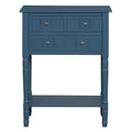 Narrow Console Table, Slim Sofa Table With Three Storage Drawers And Bottom Shelf Navy Navy Solid Wood Mdf