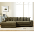Arrived Oversized Two Piece Couches, L Shaped Sofa, Corduroy, Left Chaise Daybed,With Armrests,Eight Throw Pillows,Corner Sofa,Easy To Assemble, Green Green Polyester Wood Primary Living Space Medium Soft Pillow Back Modern Square Arms Wood 3 Seat