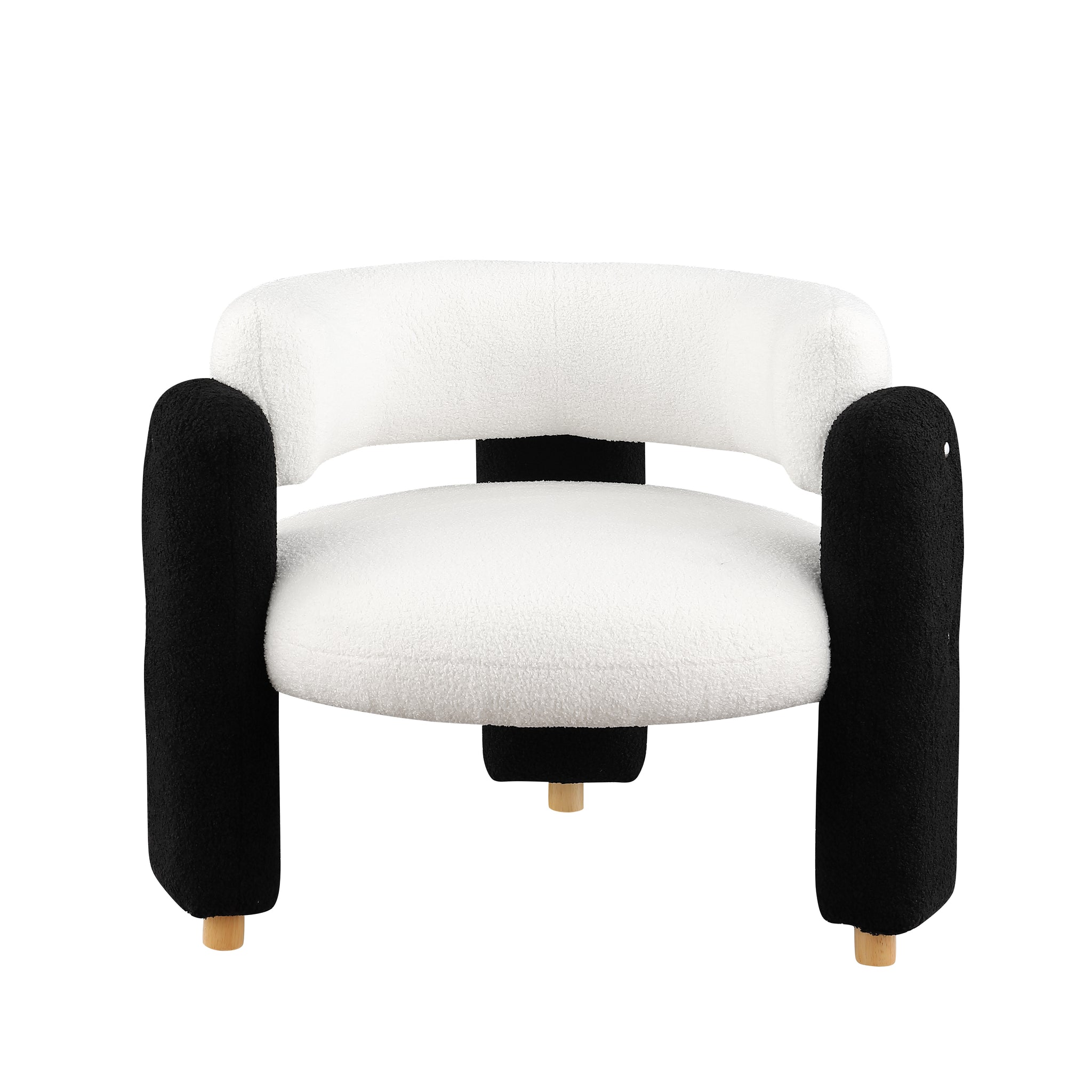 Accent Chair Black White Fabric