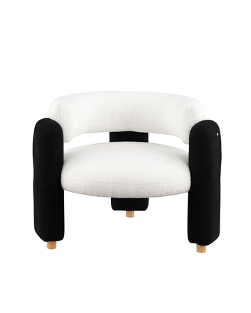 Accent Chair Black White Fabric