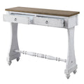 Antique White 2 Drawer Console Table White Primary Living Space Rubberwood Drawers Rectangular Wood