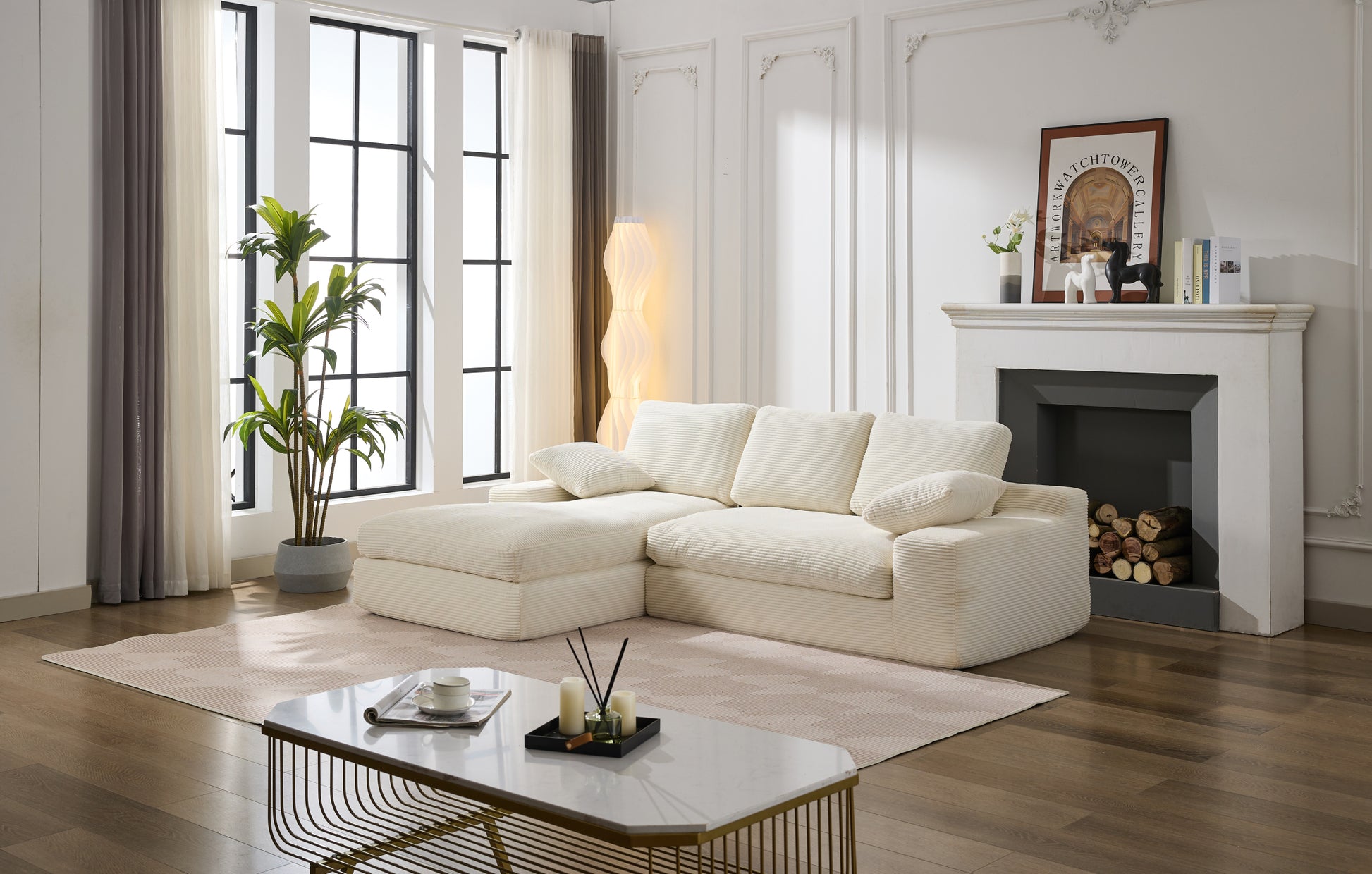 99*69" Modular Sectional Living Room Sofa Set, Modern Minimalist Style Couch, Upholstered Sleeper Sofa For Living Room, Bedroom, 2 Pc Free Combination, Installation Free Sofa, L Shape, White White Primary Living Space Soft Minimalist,Modern Foam Spring 4