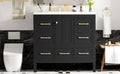 36'' Bathroom Vanity With Resin Sink Combo, Solid Wood Frame Bathroom Storage Cabinet, Freestanding Vanity Set With 5 Drawers& Soft Closing Doors Same As N710S136002B Black Bathroom Solid Wood Mdf Resin