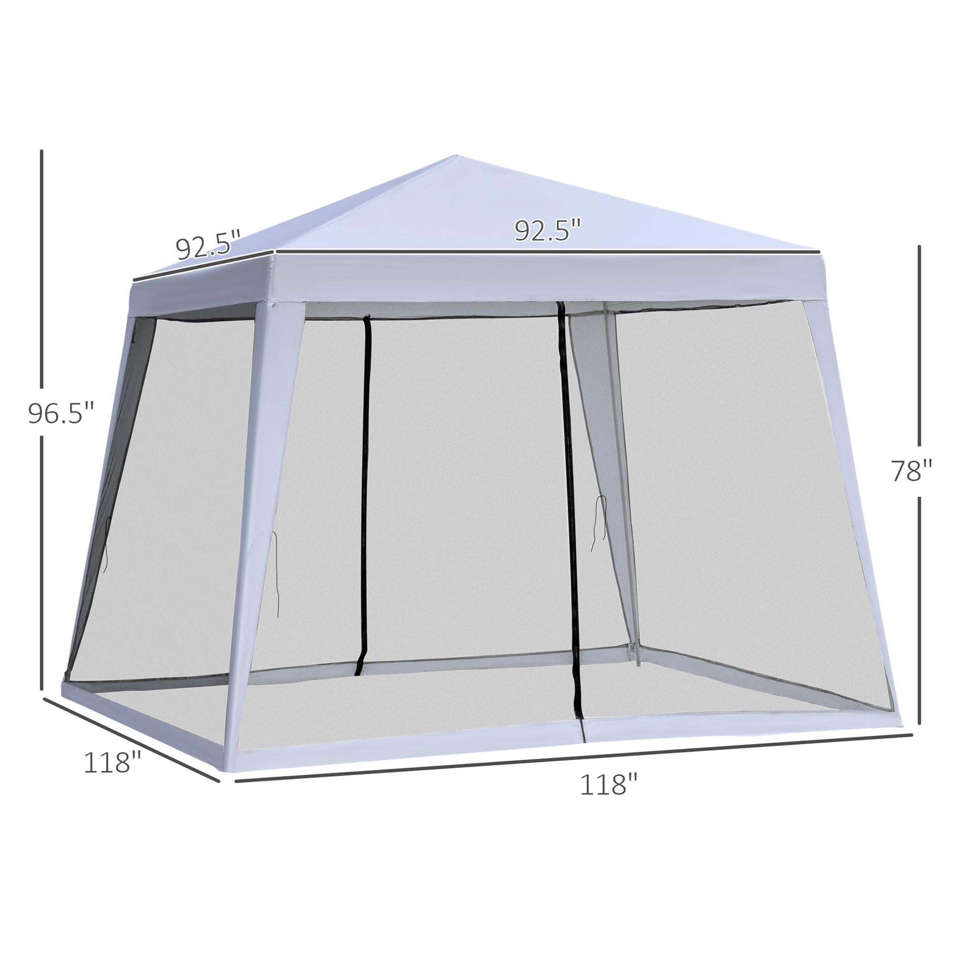 Outsunny 10'X10' Outdoor Canopy Tent, Slant Leg Sun Shelter With Mesh Sidewalls, Patio Tents For Parties, Grey Grey Steel