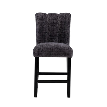 Magaly Dark Grey Bar Stools Kit Of 2 Solid Gray Dining Room Rubberwood Solid Back Set Of 2 Rubberwood Dark Grey Foam Wipe Clean Rectangular Modern Side Chair Foam Mdf