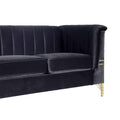 Fx P82 Bk Sofa Modern Sofa Couches For Living Room, 82.67Inches Velvet Velvet Tight Back Chesterfield Design Couch Upholstered Sofa With Metal Legs Decor Furniture For Bedroom Black Velvet 3 Seat