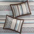5 Piece Reversible Jacquard Bedspread Set Blue Queen Queen Blue Cotton