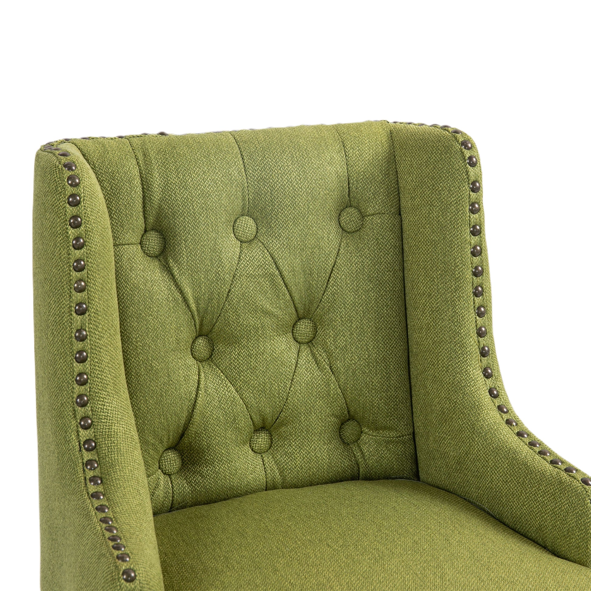 Coolmore Bar Stools Set Of 2 Counter Height Chairs With Footrest For Kitchen, Dining Room And 360 Degree Solid Wood Legs Swivel Bar Stools Set Of 2 Olive Linen Olive Foam Linen