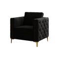 Accent Chair For Living Room Upholstered Arm Chair With Metal Legs Velvet Black Black Foam Fabric