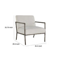 Tusk 30 Inch Accent Chair, Classic Pewter Aluminum Frame, Cream Upholstery Cream Fabric Metal