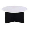 Luxurious Round Mable Topped Pedestal Coffee Table, Living Room Sofa Side Table, White Black Black White Primary Living Space Industrial Freestanding Mango Coffee & End Tables Round Marble,Solid Wood Pedestal