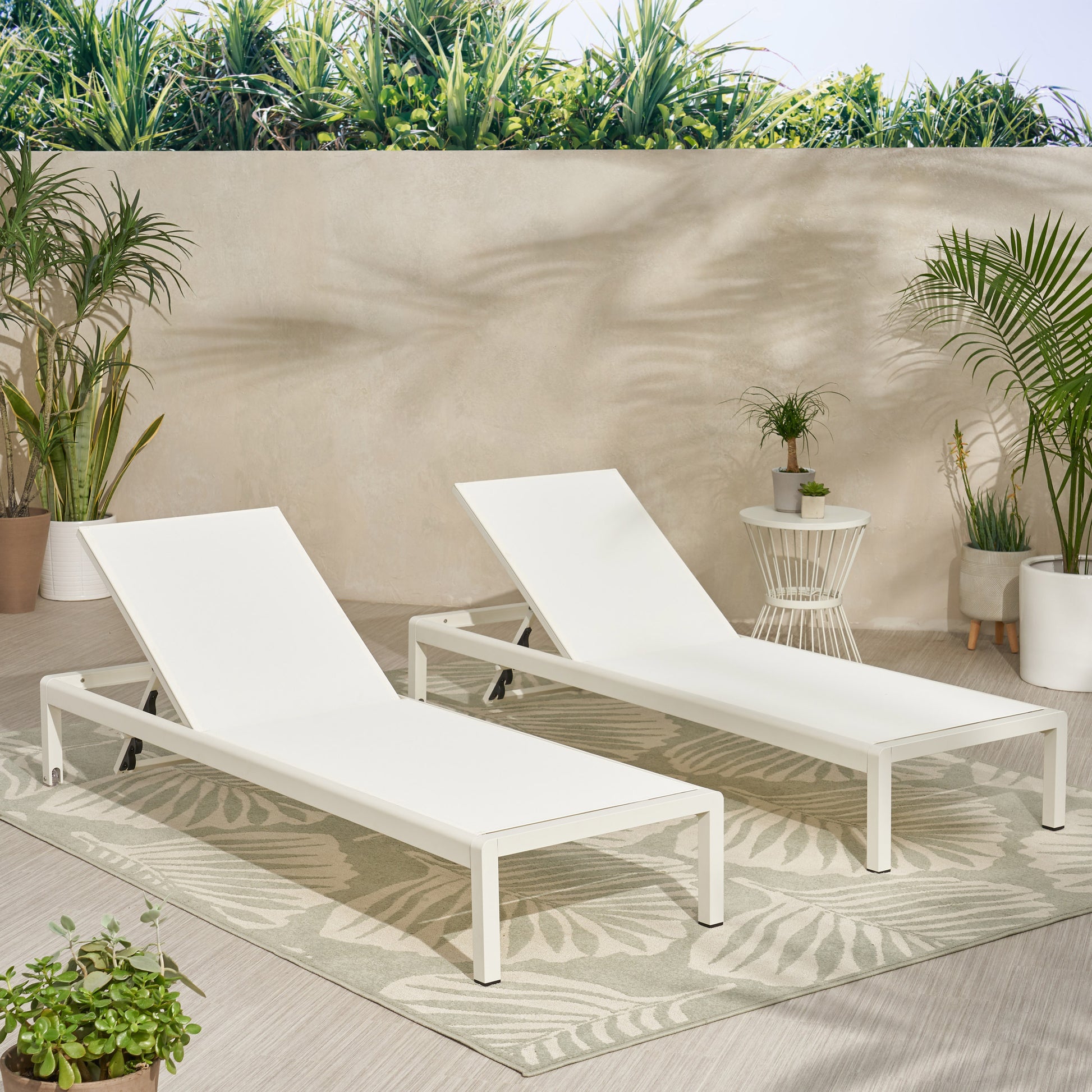 Cape Coral Kd Chaise Lounge Gry Mp2 Set Of 2 White Wood