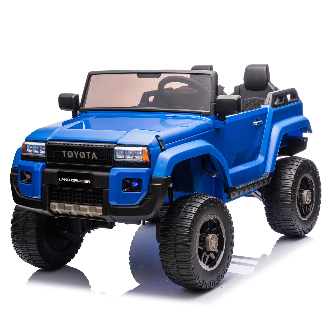24V Two Seater Kids Ride On Car W Parents Remote Control, Licensed Toyota Lc250,2Wd,110W Motors,With Shovel,Three Point Seat Belt,Slow Start,Speed Adjustment,Bluetooth,Music For Kids Aged 3 . Blue 100 149 Lbs Polypropylene