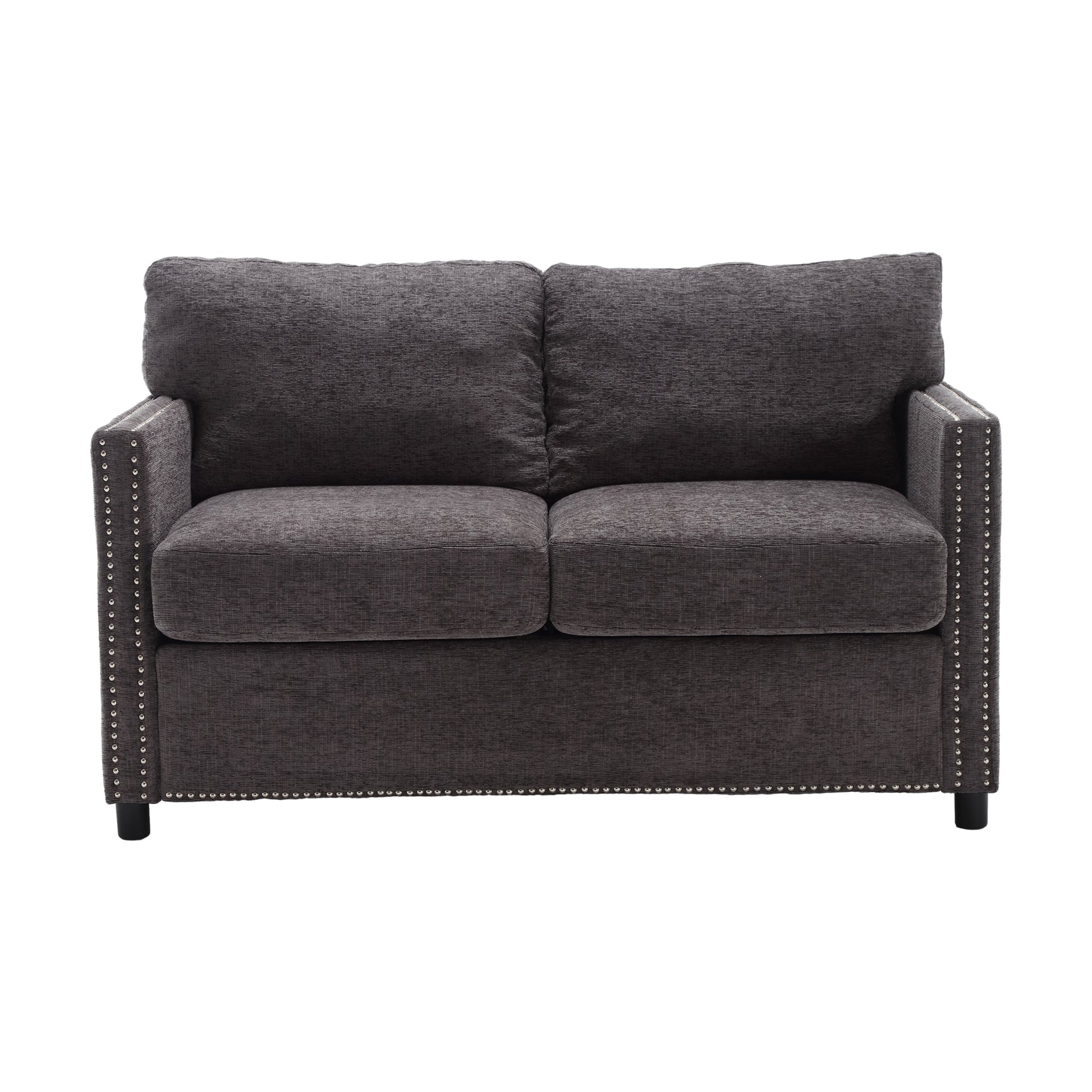 United Modern Chenille Fabric Loveseat, 2 Seat Upholstered Loveseat Sofa Modern Couch Dark Gray Chenille 2 Seat