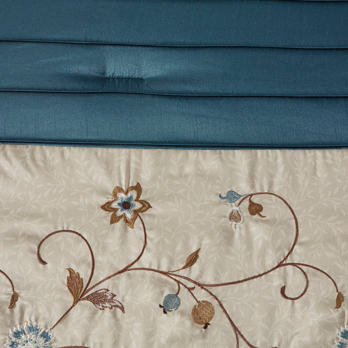 Embroidered 7 Piece Comforter Set Navy King King Navy Polyester