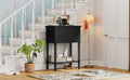 Narrow Console Table, Slim Sofa Table With Three Storage Drawers And Bottom Shelf Black Black Solid Wood Mdf