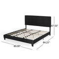 King Size Upholstered Platform Bed Frame With Contemporary Tufted Waffle Stitching, Easy Assembly, Black King Black Fabric